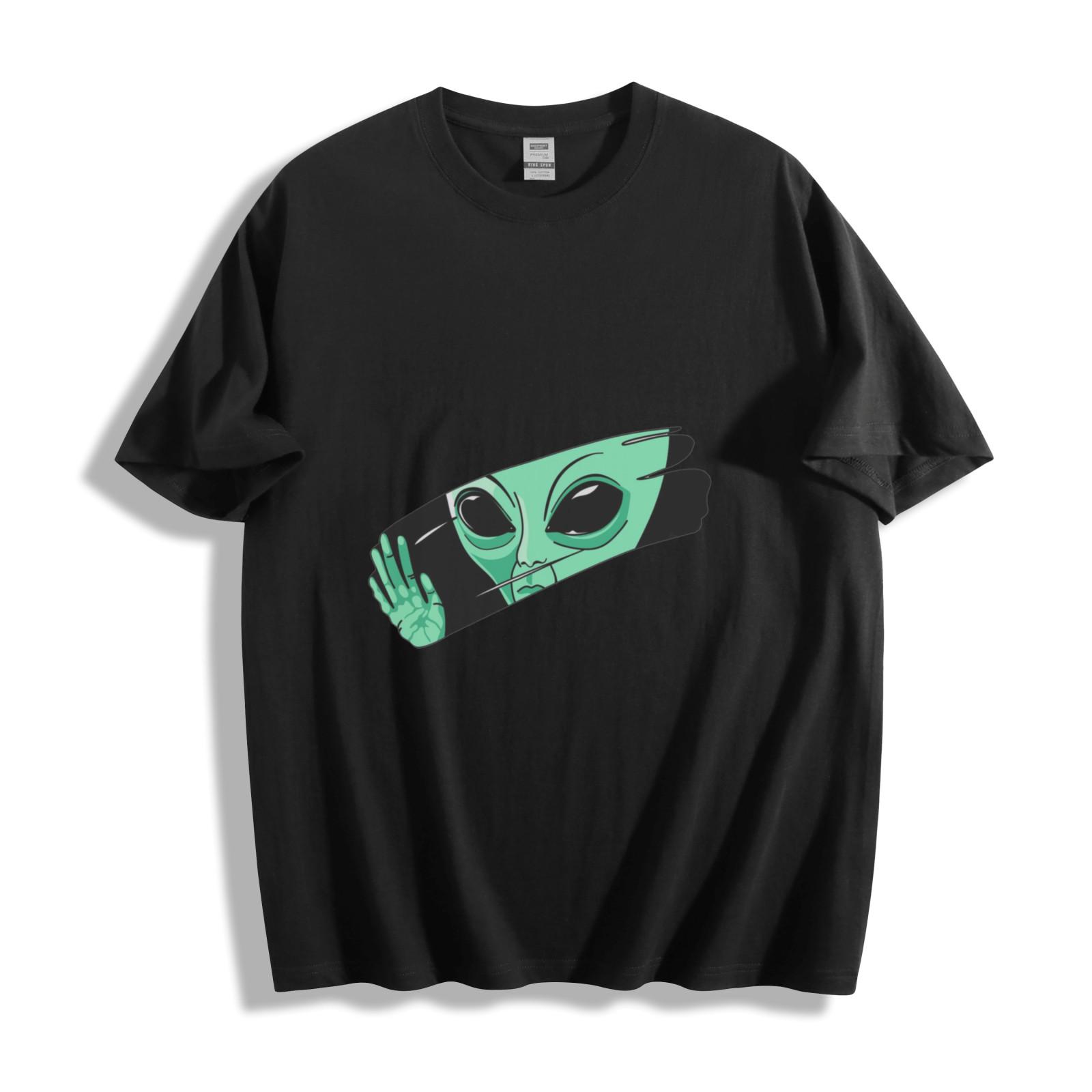 Alien Peekaboo Graphic T - Shirt - Cool Extraterrestrial Design Unisex Tee 3XL