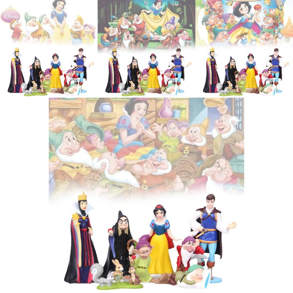 Uroczy Zestaw Figurek Królewny Śnieżki i Siedmiu Krasnoludków Idealny do Dekoracji Tortu