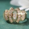 Exquisite Gold Color Inlaid White CZ Women's Ring Geometry Daily Wear Party Jewelry