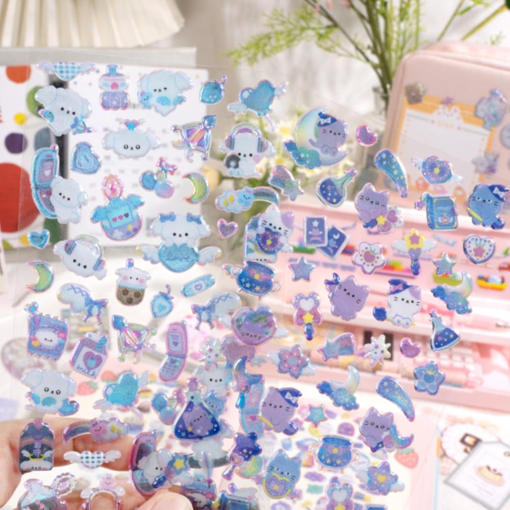 4 Pcs Mixed Cartoon Space Puppy Rabbit Cats Decor Stickers Scrapbooking Diy Journaling Cute Stationery Diary Sticker Gift