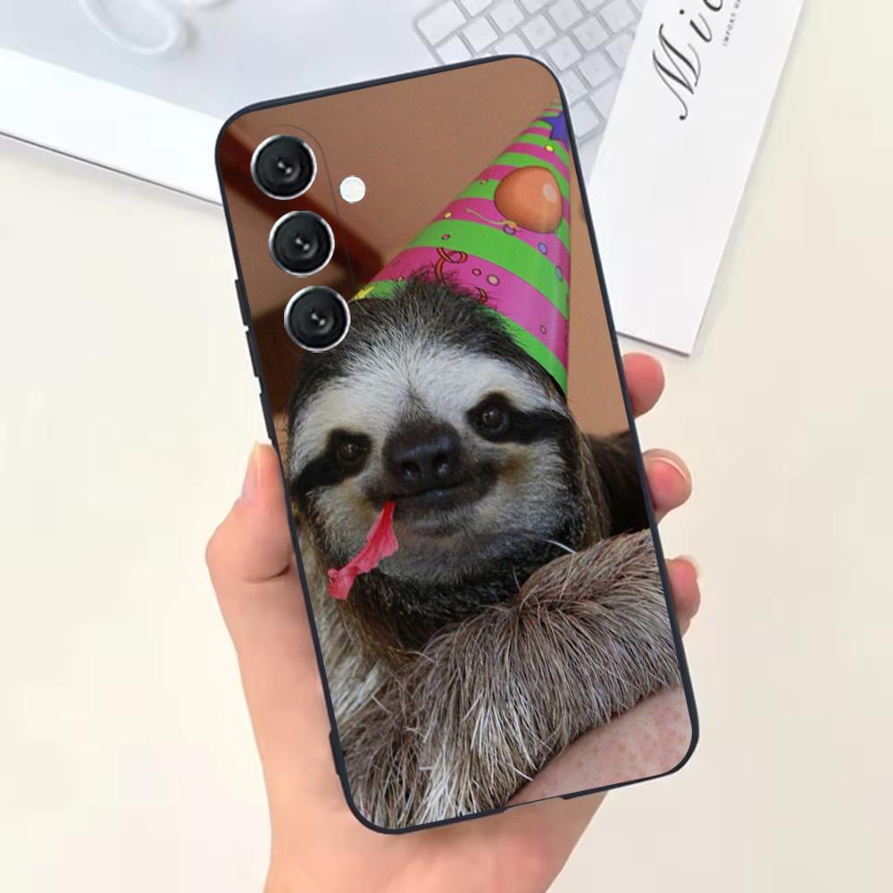 Cute Animal Sloth Phone Case For Samsung Galaxy A13,A21s,A22,A31,A32,A52,A53,A71,A80,Soft Black Shell