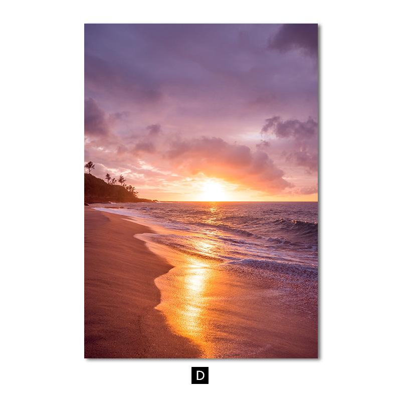 

Скандинавський природний пейзаж Настінне мистецтво Плакат Пляж Схід сонця Захід Друк на полотні Картина Сучасна картина для домашнього декору вітальні 40x60cm No Frame