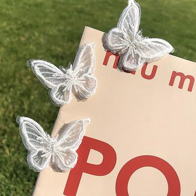 Hair Clip Updo Matte Lace White Butterfly Mini