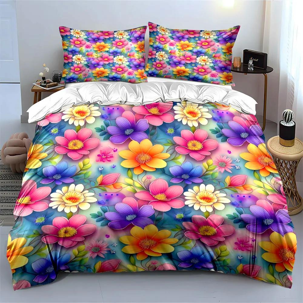 "Floral Print Three-Piece Set" Multiple sizes kid's and adults' bedroom Exquisite 3PC bedding set, gift