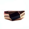 Dominanter Plattierter Roségold Eingelegter Geometrischer Schwarzer Onyx Herrenring Gentleman Mode Zirkon Geschenk