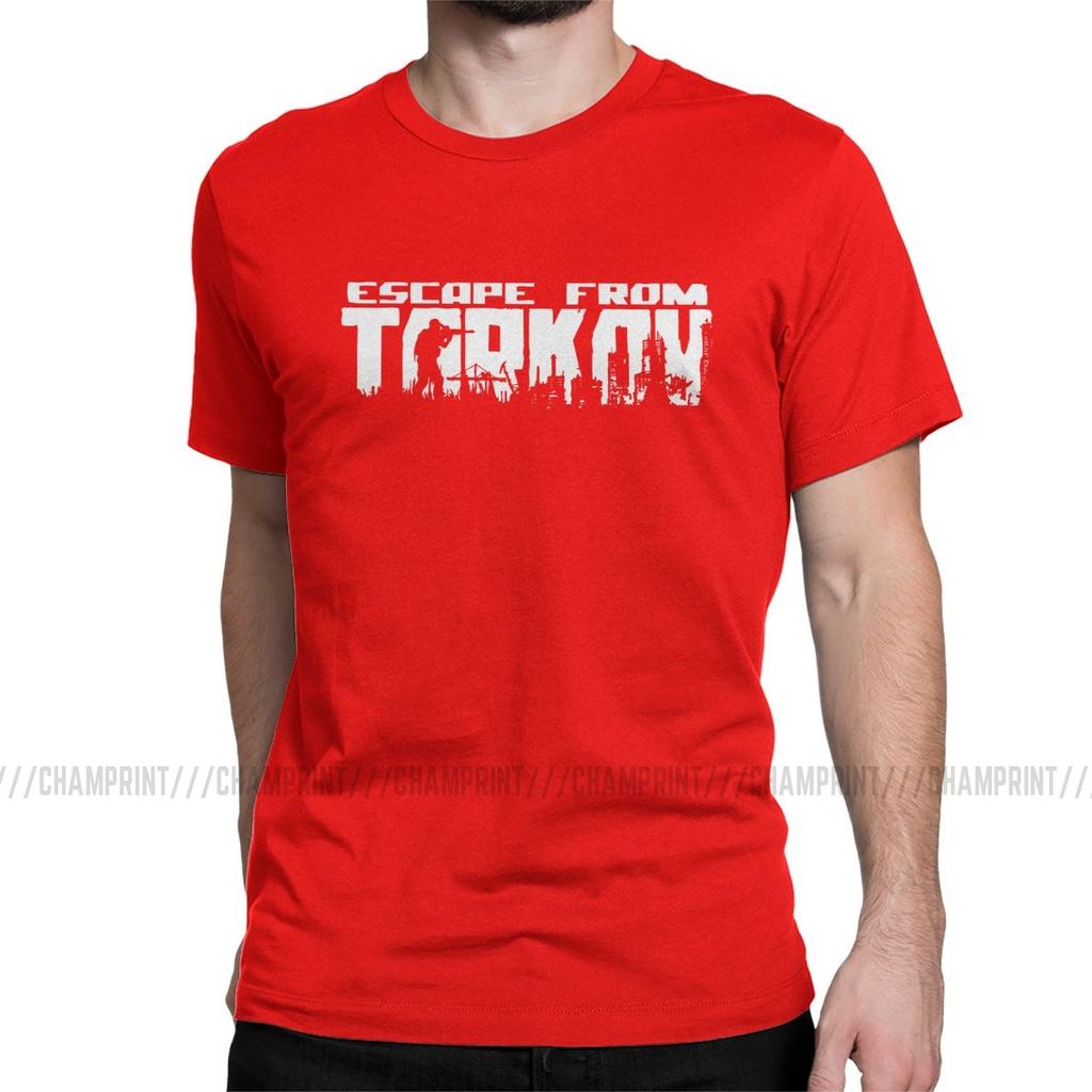 Escape From Tarkov Logo T Shirt for Men 100 Cotton Casual TShirt O Neck Survival Shooter Game Tees Short Sleeve Tops 5XL 6XL