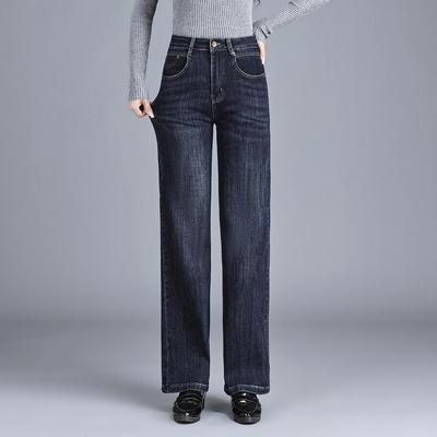 High Waist Stretch Straight Leg Plus Size Jeans for Middle-Aged Women, Slim Fit, Wide Leg, Mom Pants, Autumn/Winter 2025