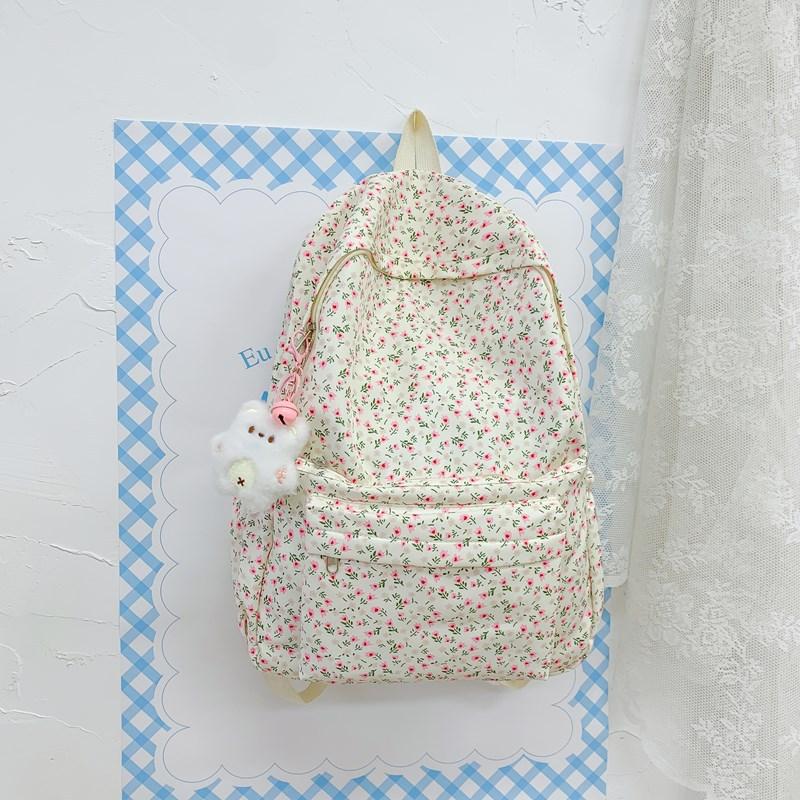 Japanese Floral Soft Girl Sweet Girl Backpack Female Korean Version Schoolbag Ins Niche Style Junior High School Class Backpack