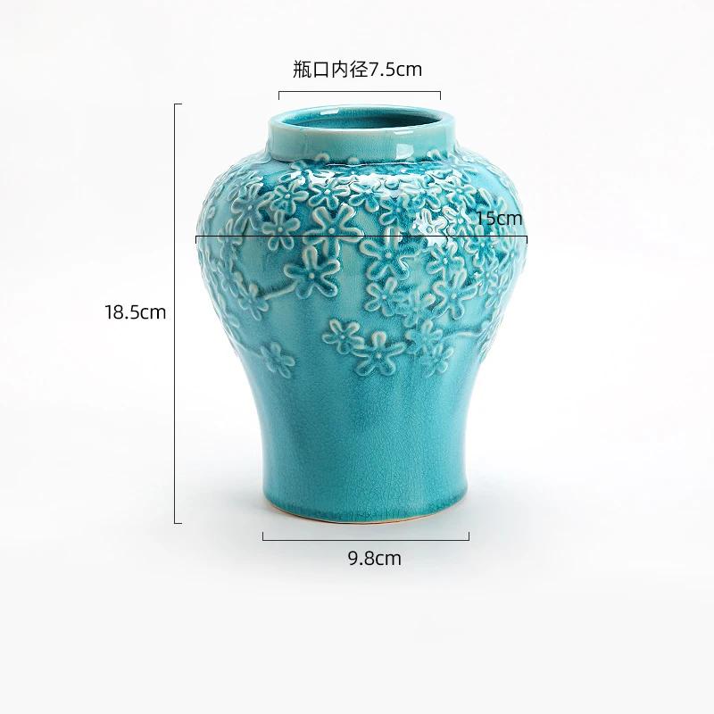 Vintage Chinese Style Ceramic Vases Light Luxury Exquisite Flowers Arrangement Vase Household Living Room Desktop Decoration