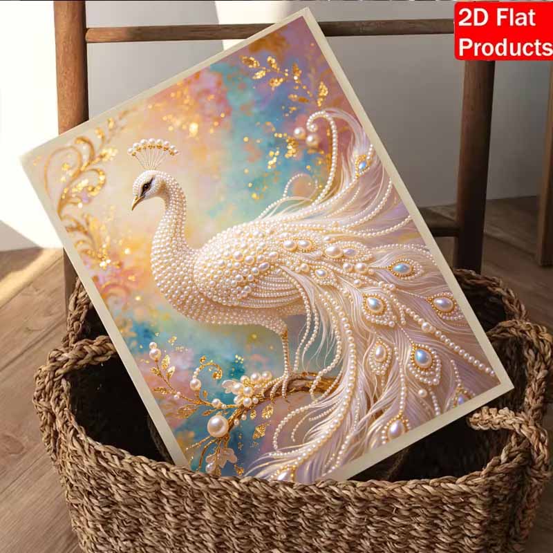 Elegant White Pearl Peacock 5D DIY Pearl Gemstone Art Diamond Painting Kit for Adults/Beginners Gift Ideas Home Decor Wall Art Craft