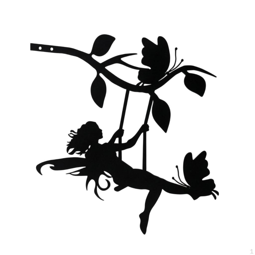 Metal Silhouette Flat Cutout Garden Decor Openwork Tree Stake for Homeowners, Gardeners, Yard,