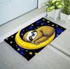 Cartoon Sloth Lying In Crescent Moon Star Floor Mat, Living Room Bedroom Carpet Fluff Soft Imitation Old Floor Carpet Decoration