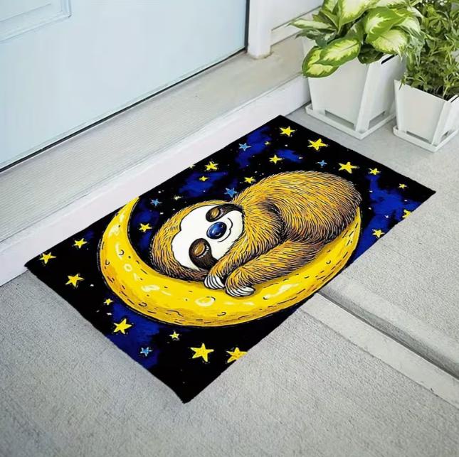 

Comfortable Sloth Rectangular Floor Mats in Living Rooms Bedrooms Kitchens Entrances Cartoon Sloths Leafy Living Room Carpets 40x60cm