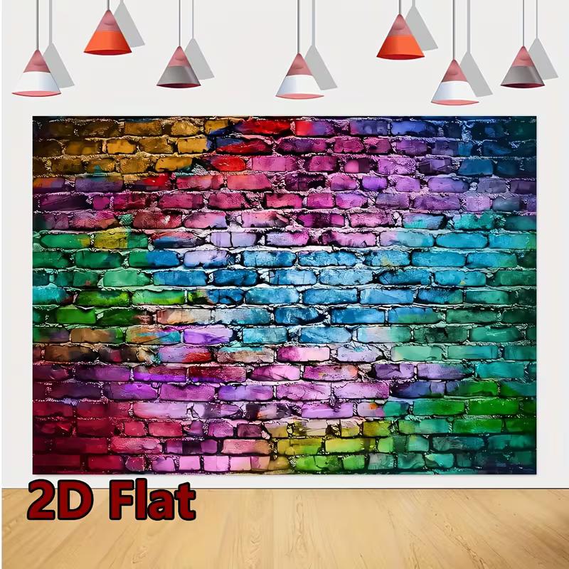2D Colorful Graffiti Brick Backdrop Photography Background Banner
