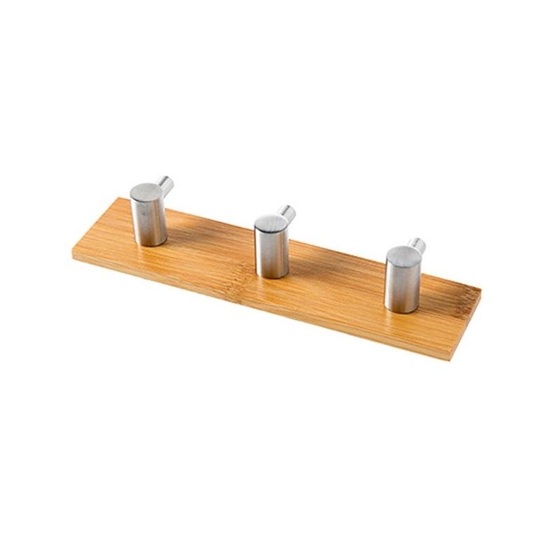1-3 Hooks Stainless Steel Wooden Self-adhesive Towel Holders Kitchen Bathroom Gadgets High Quality Towel Umbrella Rack Organizer