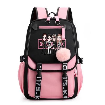 Zaino per laptop impermeabile Zaino rosa femminile Carica USB Zaino per computer da 14 15 pollici Borsa da scuola in tessuto Oxford per adolescenti