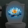 1Pc Luminous Lotus Toilet Sticker, Creative Self-Adhesive Wall Decal For Bathroom, Waterproof Luminous Decoration