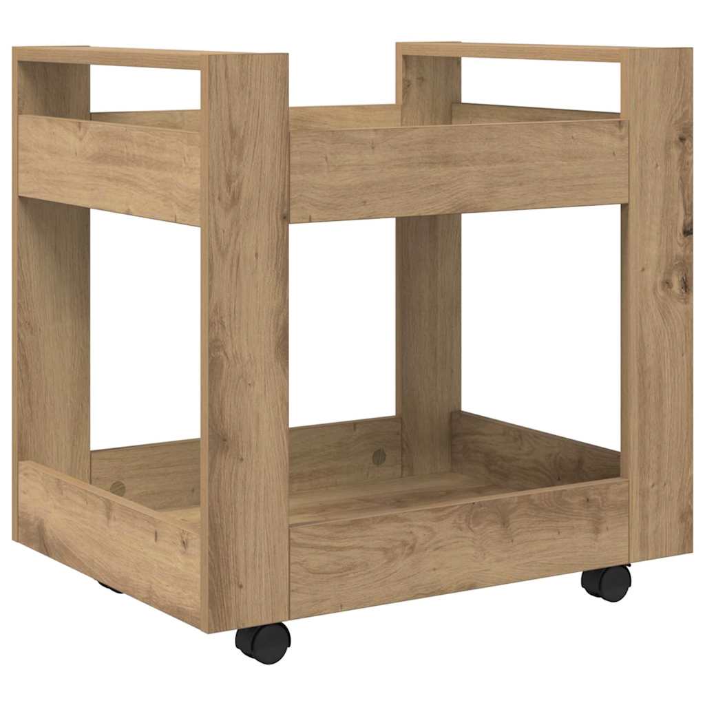 Artisan Oak Mobile Desk Cart 60 x 45 x 60 cm Engineered Wood