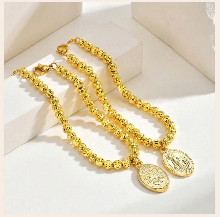 Pulseira de Rosário para Mulheres Católica Medalha de Nossa Senhora Virgem Maria Joias à Prova d'Água Hipoalergênica Religiosa Presente de Batismo