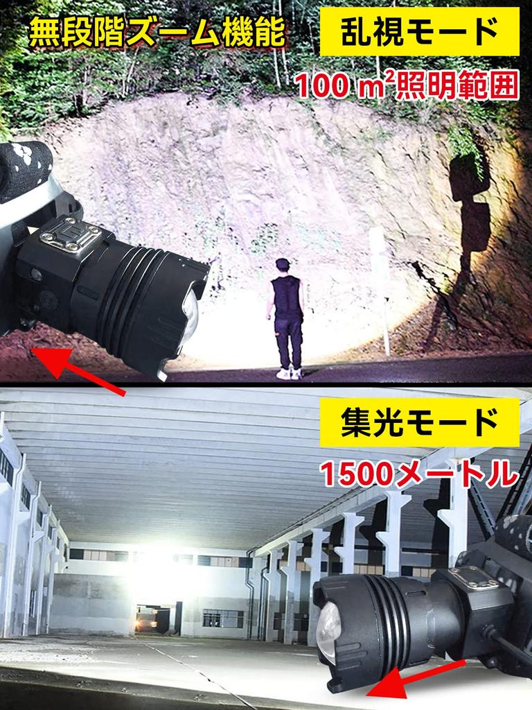 Runtime LED 5 Lighting Hand Gesture Battery Level Zoom Adjustable Waterproof and Large Capacity 6600mAh 3 18650 2200mAh Ideal for Night Outdoor and