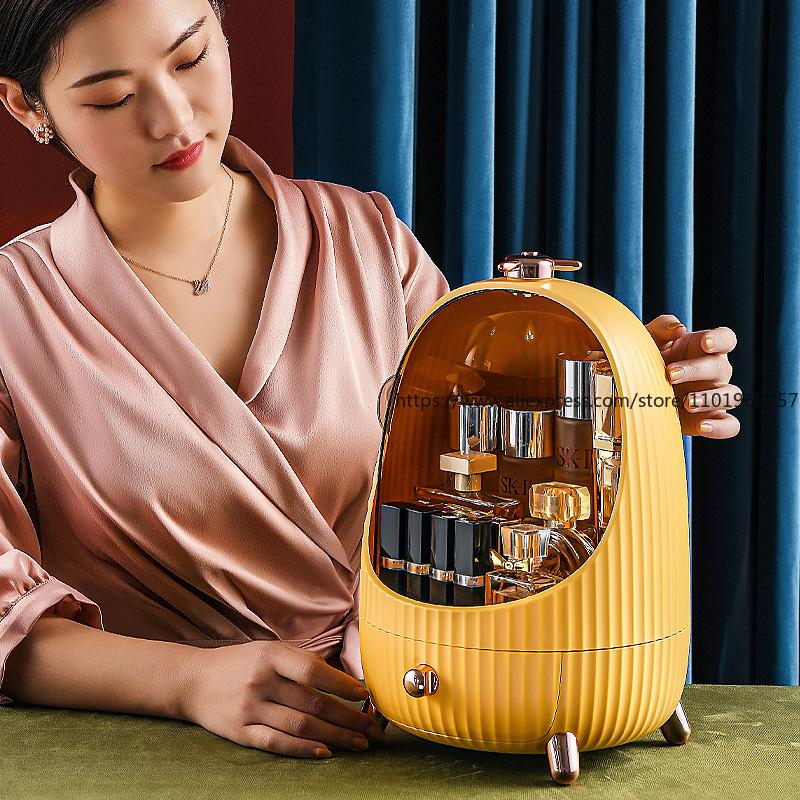 Round Acrylic Cosmetic Organizer Makeup Brush Holder Lipstick Mask Storage Rack for Skincare Vanity Desktop