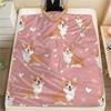 Cartoon Corgi Pattern Flannel Blanket, High Quality Comfortable for All Seasons, Home Decor, Warmth and Comfort, Perfect for Gifts.