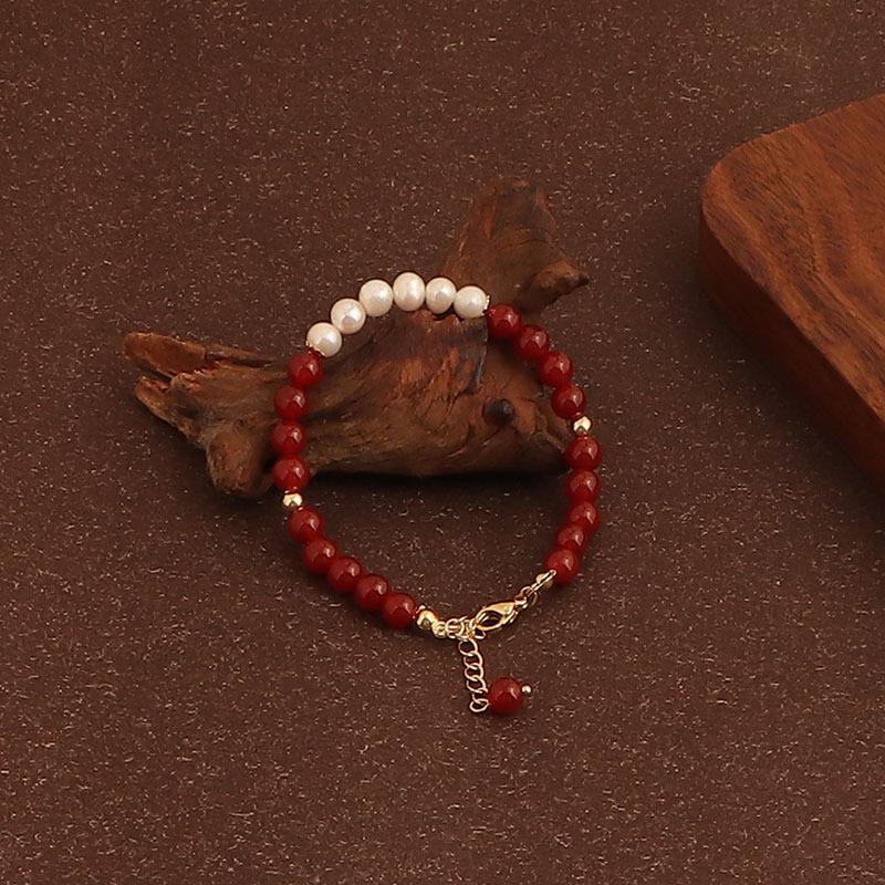 25-Year-old new natural agate bead antique personalized bracelet.