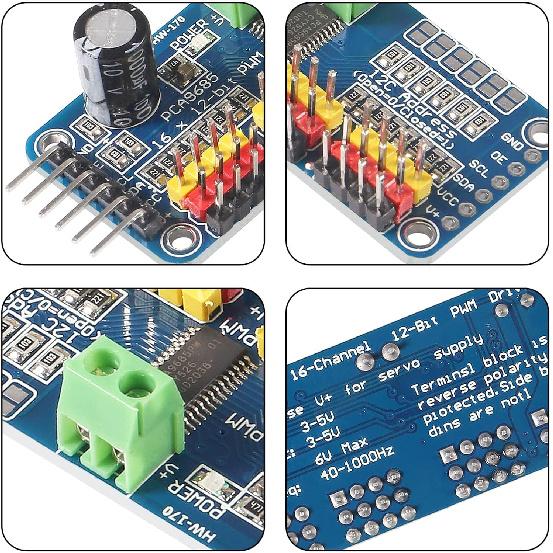Alinan 4pcs PCA9685 16 Channel 12 Bit PWM Servo Motor Driver Board I2C IIC Module IIC Interface