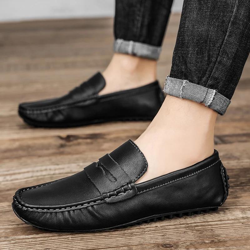 Mocassini da uomo versatili Classici slip-on Ballerine Vera pelle Scarpe casual da uomo Mocassini Super morbidi Calzature da passeggio da uomo Maschile
