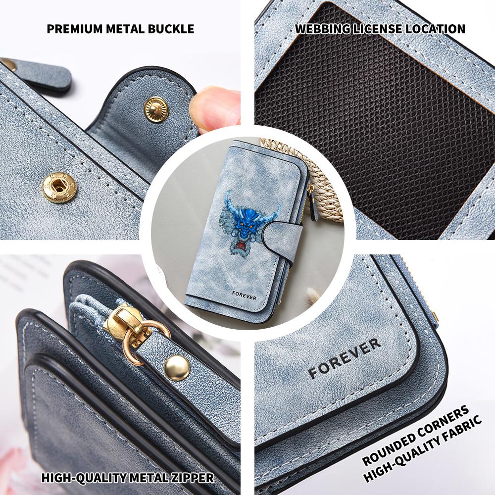 Stylish Blue Dragon Pattern Long Wallet Forever Printed Durable Elegant Daily Use Fashion Portable Purse