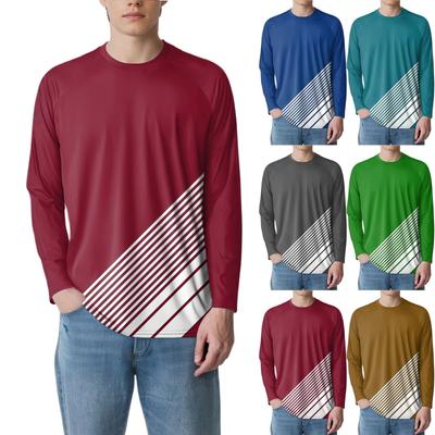 Men's Fashion Printed Raglan Long Sleeve Sports Top