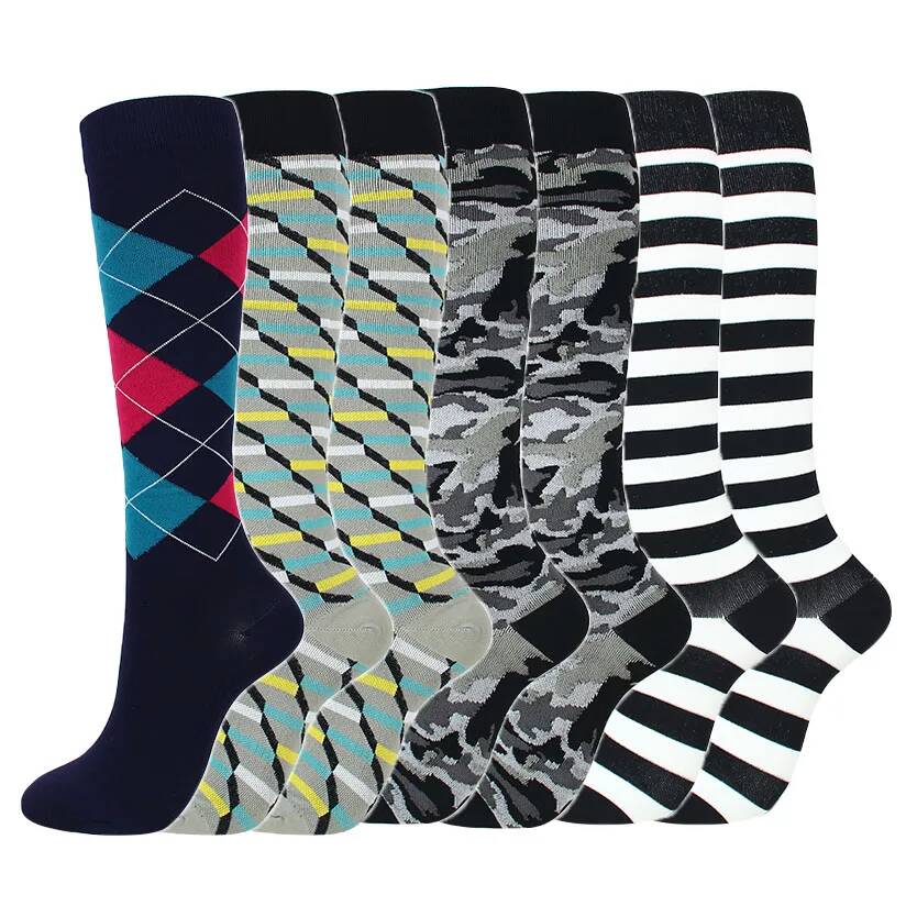 7 Pairs Compression Stockings Fit Running Unisex Nurses Flight Travel Leg Pressure Compress High Quality Socks