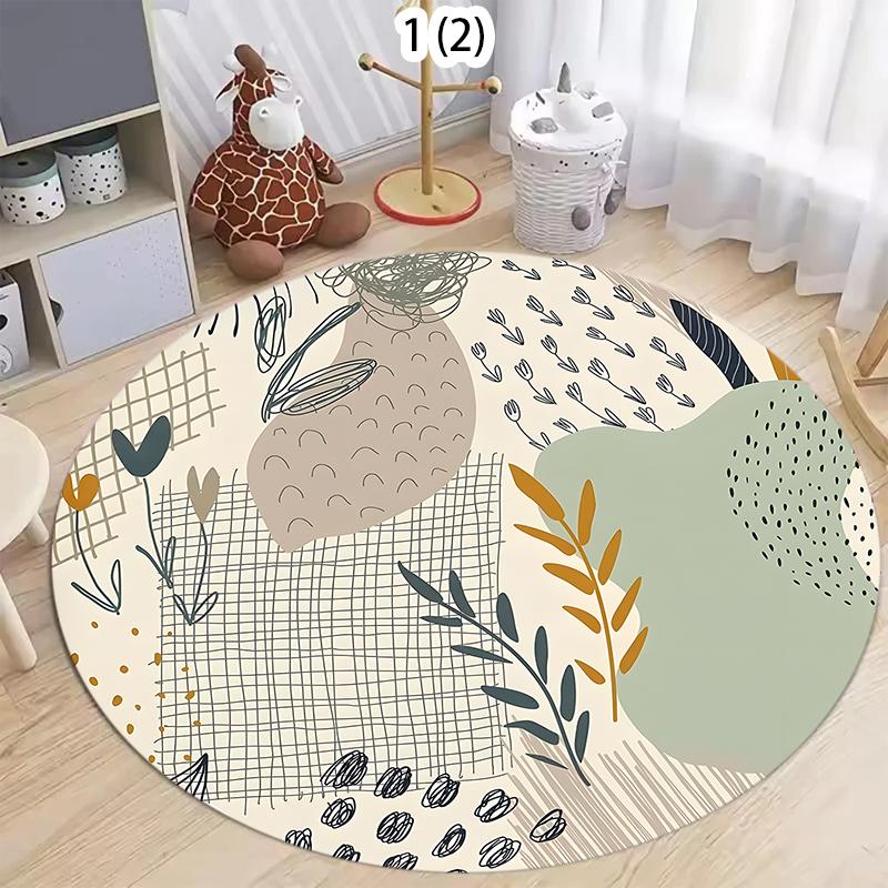 Abstract Illustration Circular Carpet Natural Plant Printing Living Room Bedroom Decoration Carpet Entrance Doormat of The Foyer