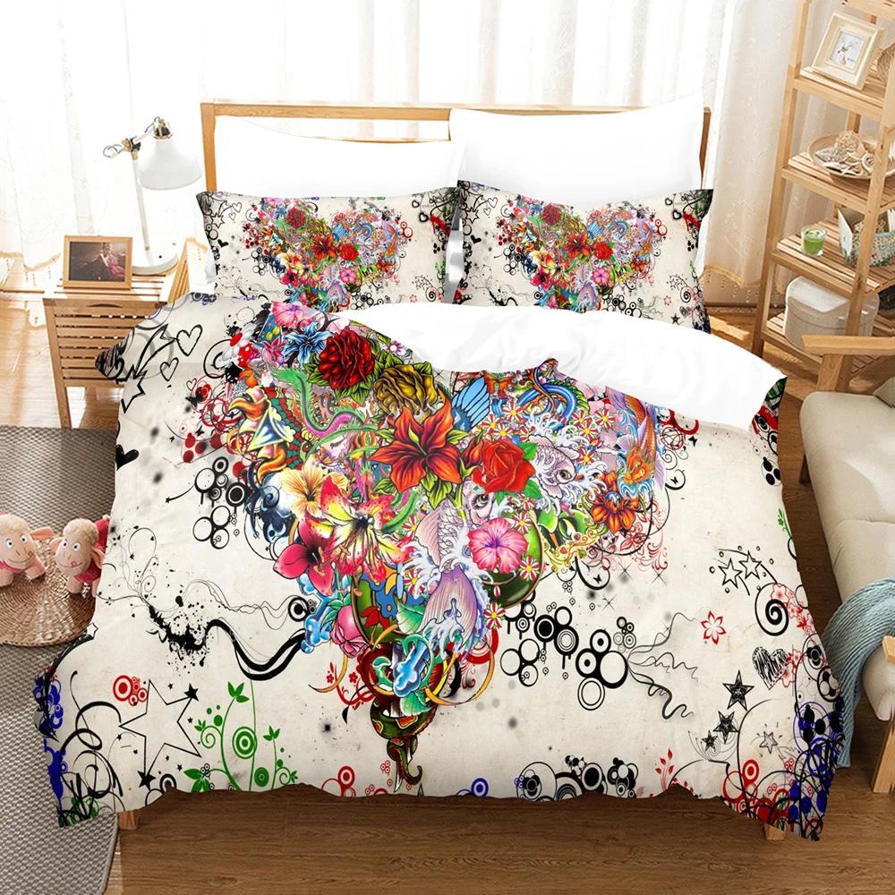 Abstract Art Duvet Cover Set Black and White Pattern King Queen Size for Kids Boys Girls Bedding Set Polyester Comforter Cover
