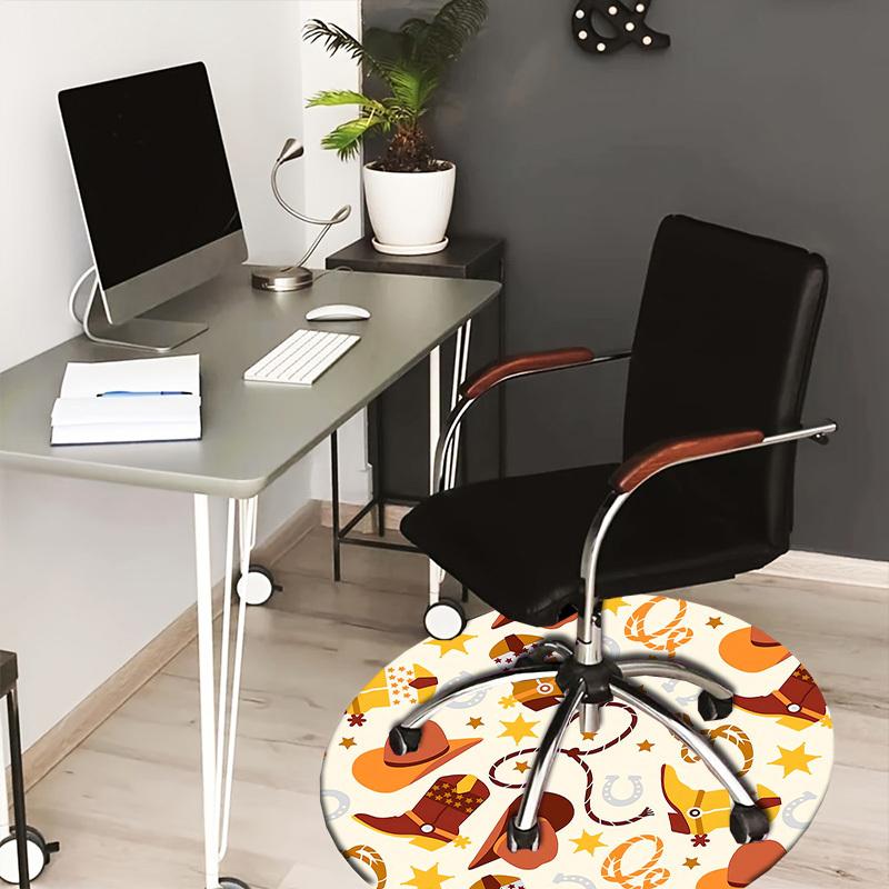 

1pc Western cow boots, hats, and stars pattern. Round carpet, Perfect for Decorating Chairs, Living Rooms, Or Bedrooms, for Living Room.019 80cm by 80cm
