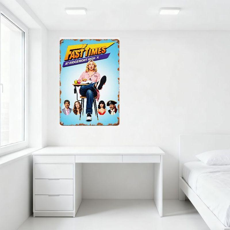 Fast Times At Ridgemont High X Vintage Metal Tin Sign Retro Distressed Rusty Edge Wall Plaque for Bar Club Home Movie Poster Dec