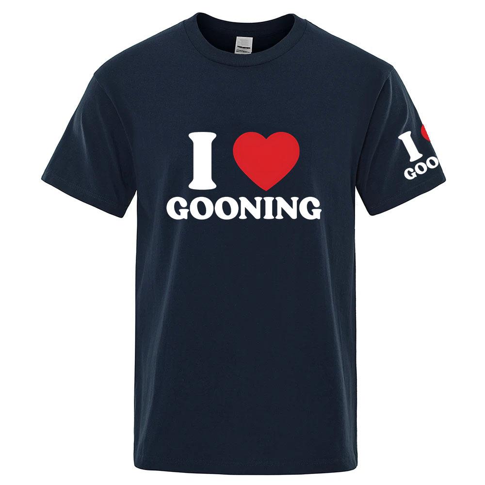Summer 2025 I Love Gooning Logo Print Unisexs New Pure Cotton Casual Breathable High Street Lightweight Ice Silk Tshirt