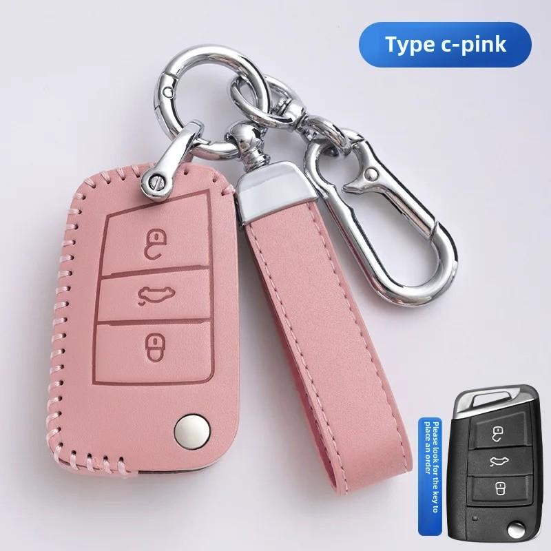For VOLKSWAGEN VW Polo Golf 7/8 Genuine Leather Key Cover Fast Thrill Tour Guide Lingdu Exploration Vehicle Car Key Case High Qu