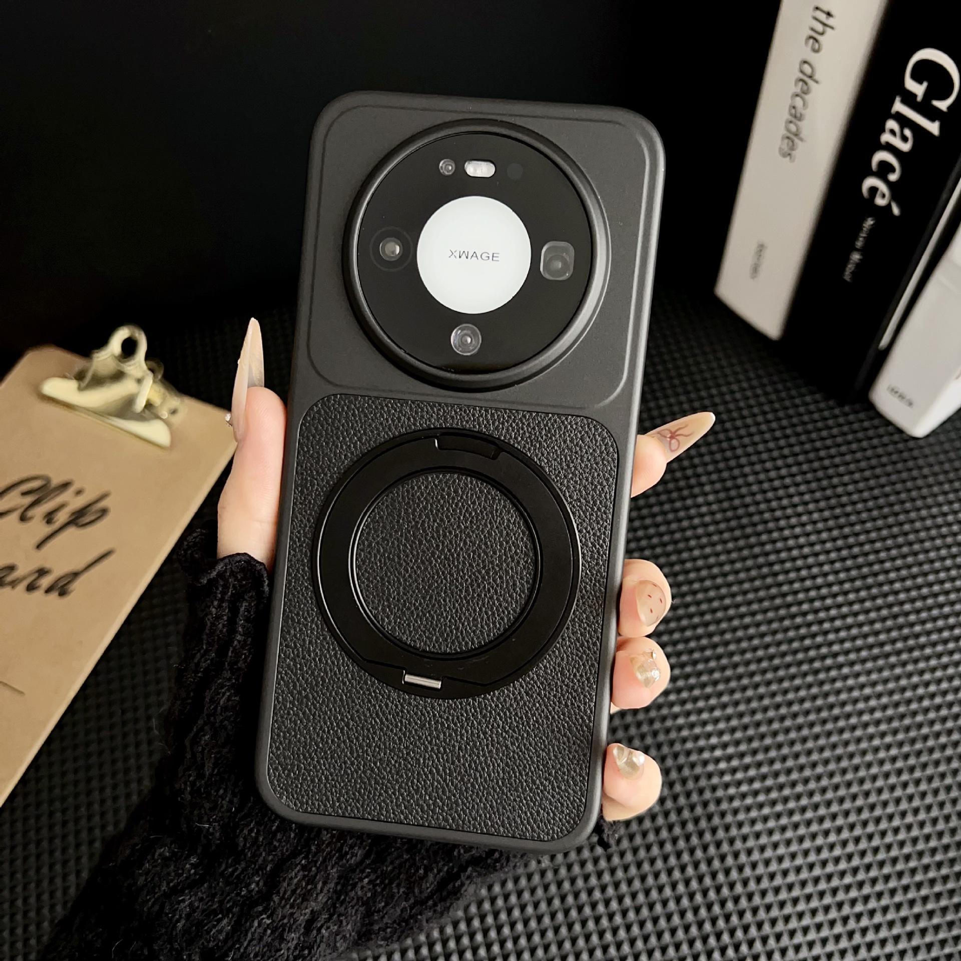

Lychee Grain Magnetic Phone Case with Rotating Stand for Huawei Mate 80 Pro Max Pura 80 Pro+ Mate80 ProMax