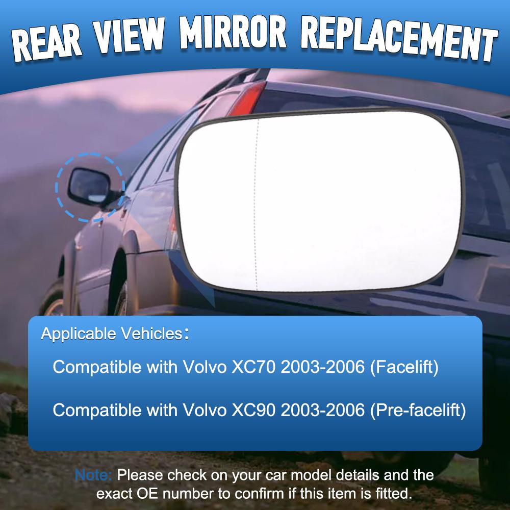 For Volvo XC70 Facelift XC90 Pre-facelift 2003 2004 2005 2006 Heating Side Mirror Glass Lens Door Wing Rear View Mirror Glass