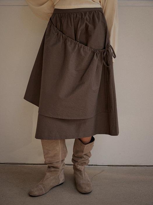 Ouro COTTON APRON SKIRT [ ASH BROWN ] M