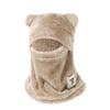 Windproof Cute Bear Cap Scarf Set Plush Ear Protection Hat Fashion Pullover Cap  Women Girls