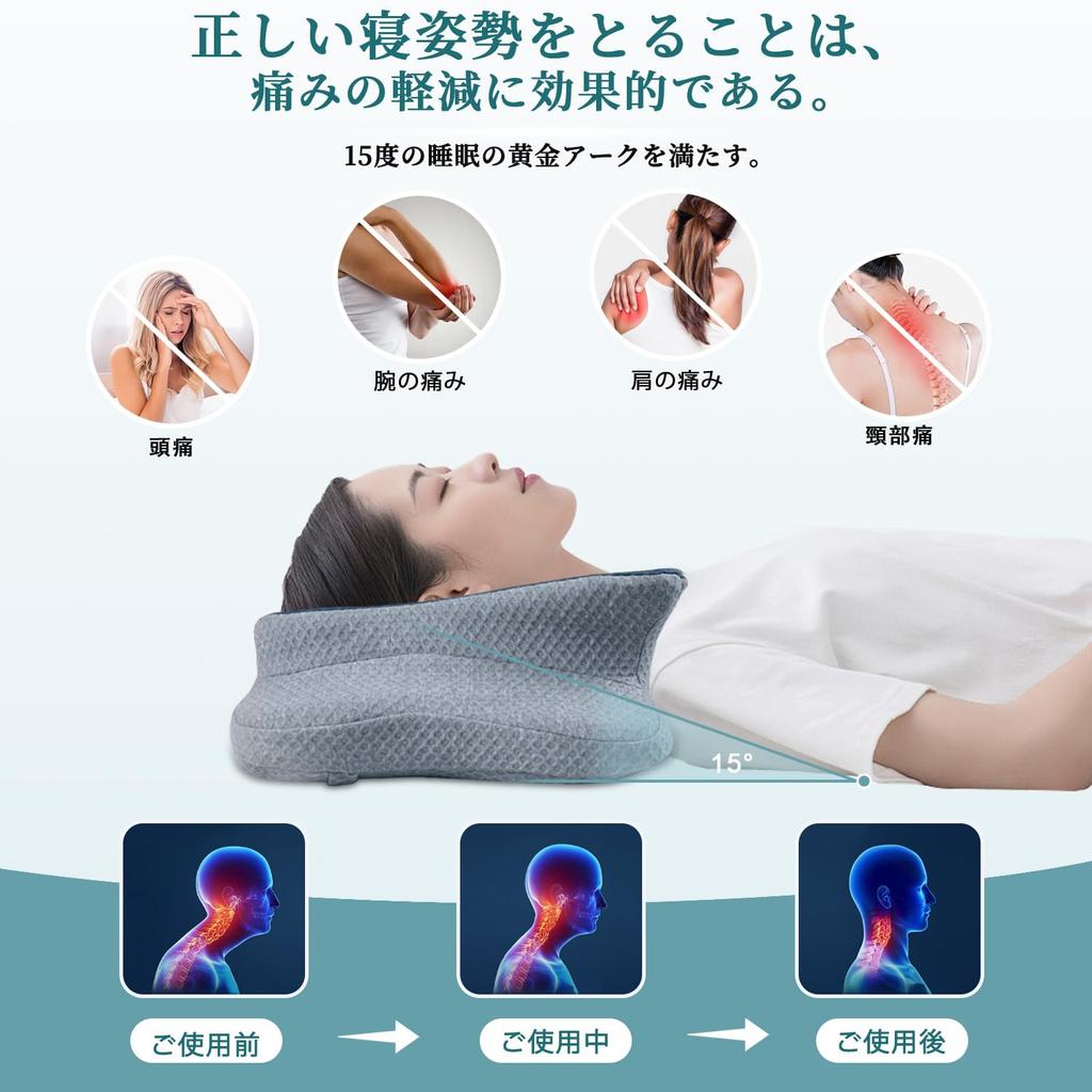 CHxxy Pillow Relieves Neck Ergonomic Side Sleeper Low or Removable Better For Blue Gray Pain, Pillow, High, Cover, Breathability, Adults, &