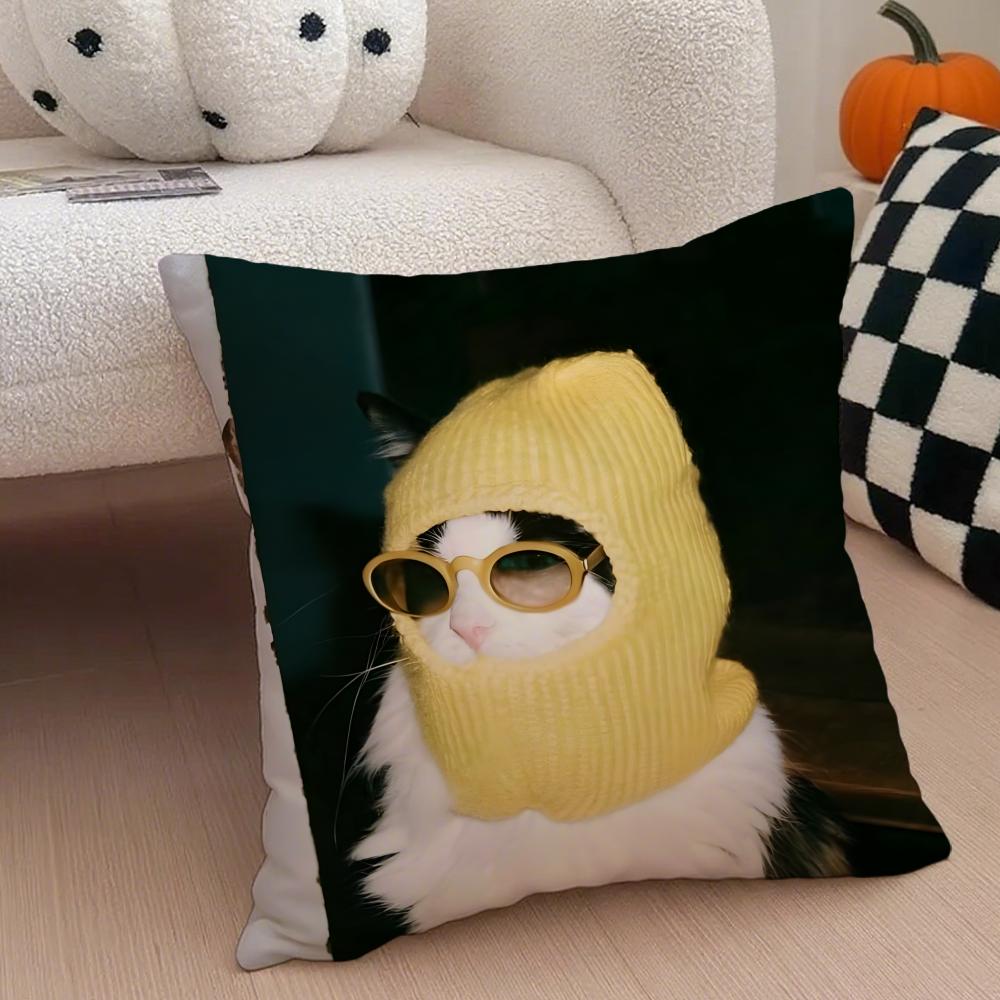 Stylish Whimsical Fashion Cats Cushion Cover Throw Pillow Cover Hidden Button Durable Polyester Chair Cushion