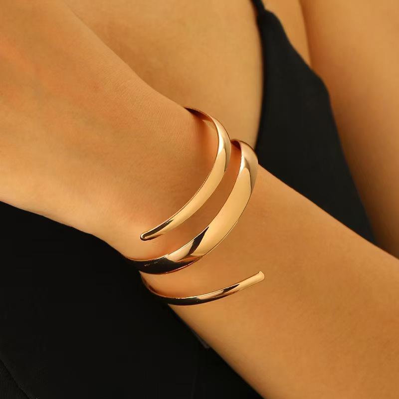 Bold Leopard Print Geometric Bangle & Ring Set - Adjustable Hand Jewelry for Women