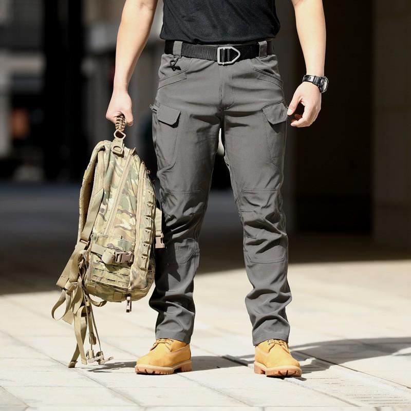 Mens Tactical Cargo Pants Outdoor Hiking Climbing Workwear Fall Elastic Softshell Water Resistant Loose Fit