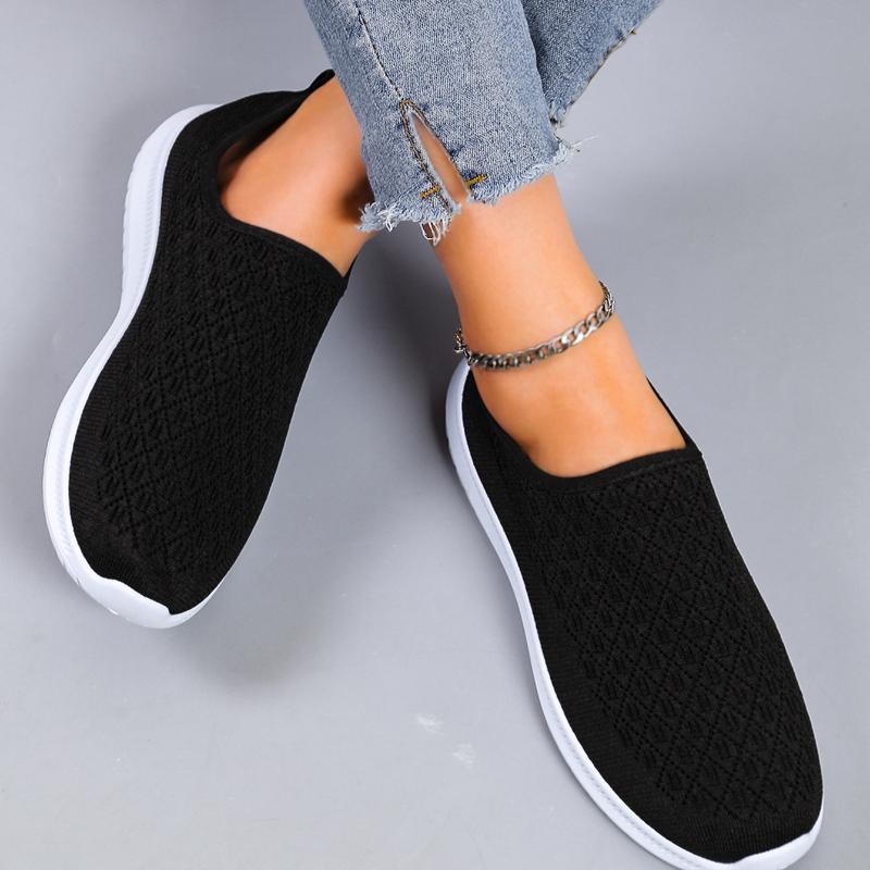 Flat Shoes Women's Hollow Breathable Mesh Casual Shoes Slip-on Walking Shoes Sneakers Summer Fashion Women's Sneakers 2024