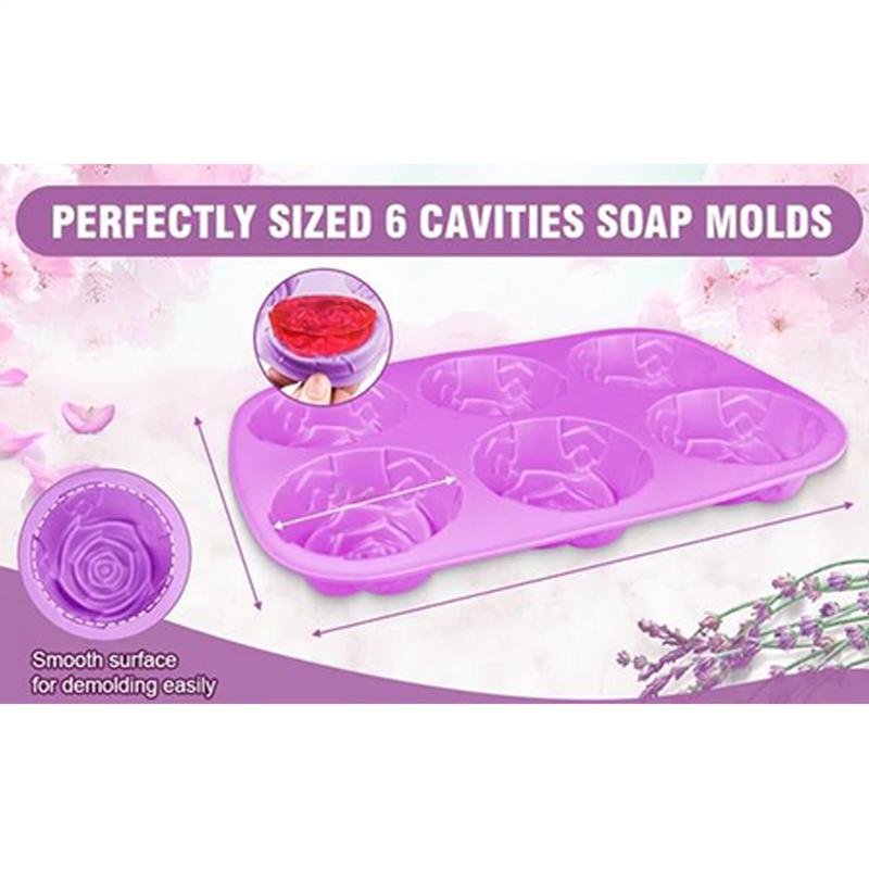 Rose Ice  Mold 6 Grids Rose Flower Silicone Mould Ice Tray Flower Ice Ball Mold  for  Cookies Chocolate Cake Molds Summer Drinks