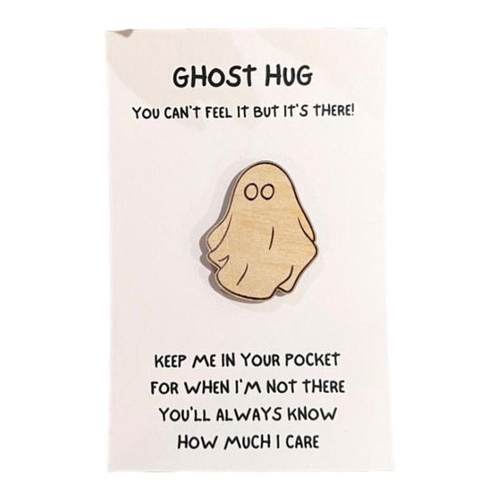 

Yousheng Ghost Pocket Hug Token Keepsake Gift Card Wooden Pocket Hug Token Ghost Pocket Hug Card Love Gift for Valentine s Day Birthday Celebration B