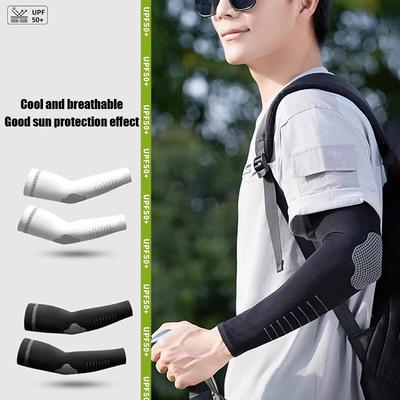 Ice Sleeves Men'S Sun Protection And Uv Protection Long Sleeves Loose Summer Sports Cycling High Elastic Ice Silk Elbow Sleeves